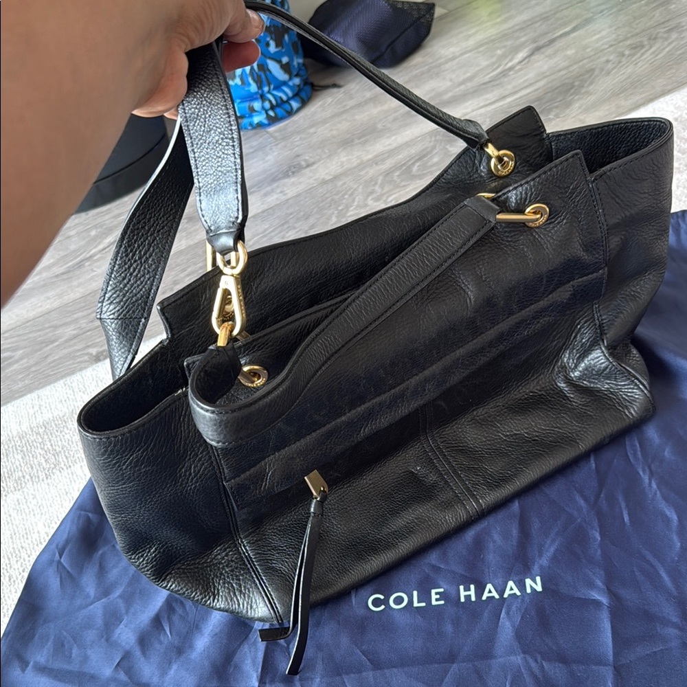 Cole Haan Black Shoulder Bag with Gold Accents